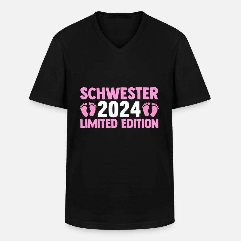 Werdende Schwester 2024 - Männer-T-Shirt mit V-Ausschnitt - Schwarz