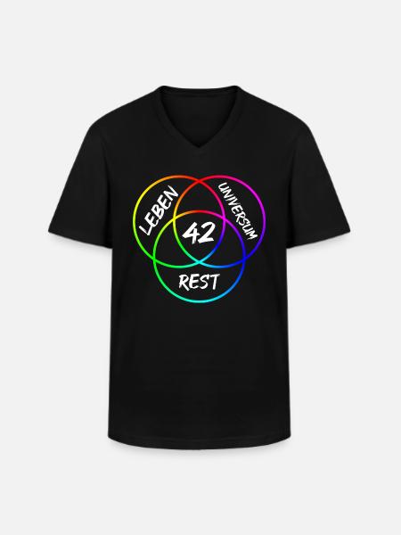 Antwort 42 - Männer-T-Shirt mit V-Ausschnitt - Schwarz