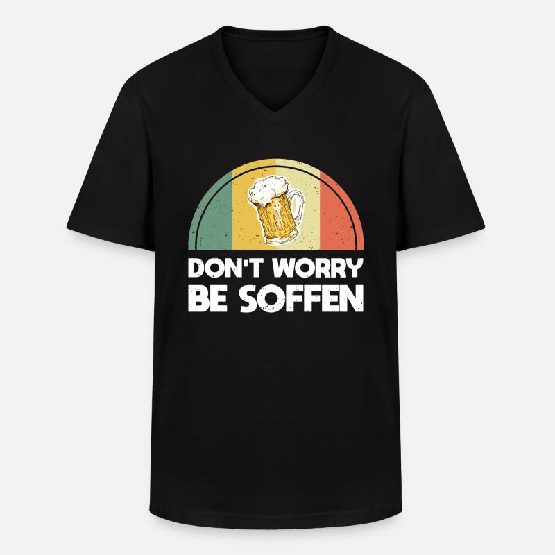 Dont Worry Be Soffen - Männer-T-Shirt mit V-Ausschnitt - Schwarz