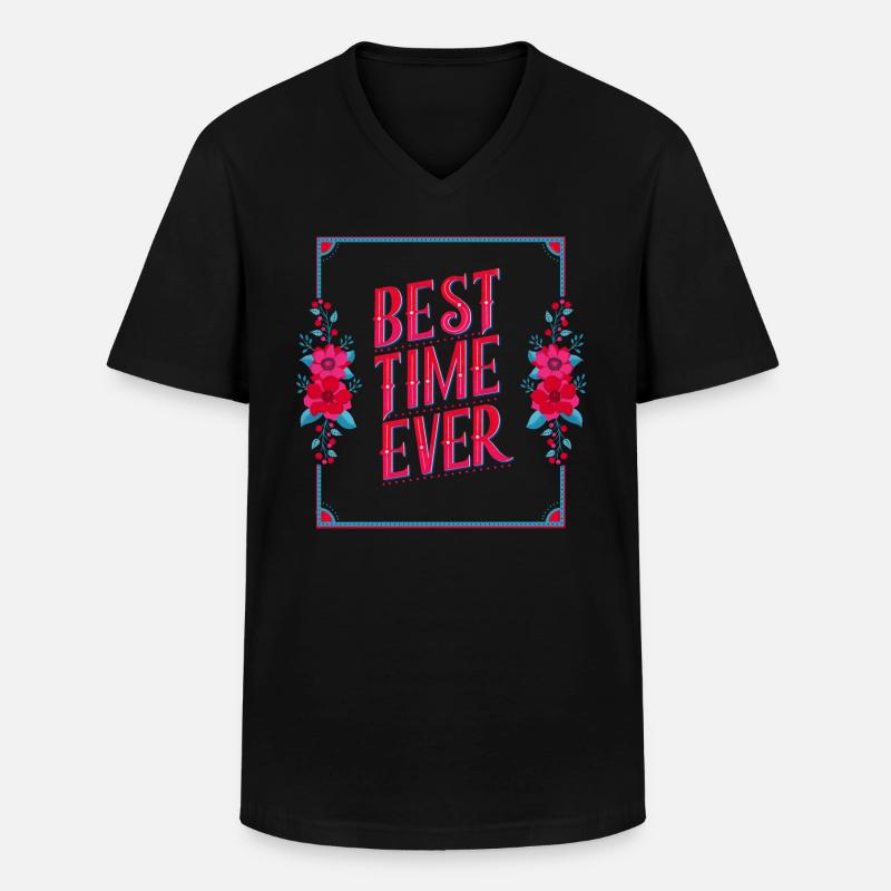 Beste Zeit - Männer-T-Shirt mit V-Ausschnitt - Schwarz