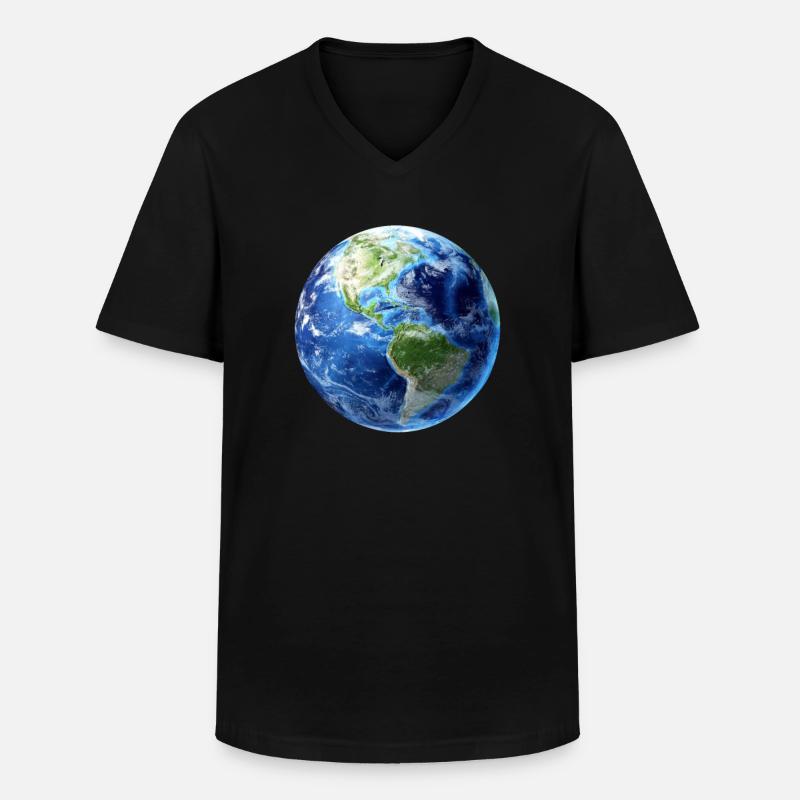 Planet Erde - Männer-T-Shirt mit V-Ausschnitt - Schwarz