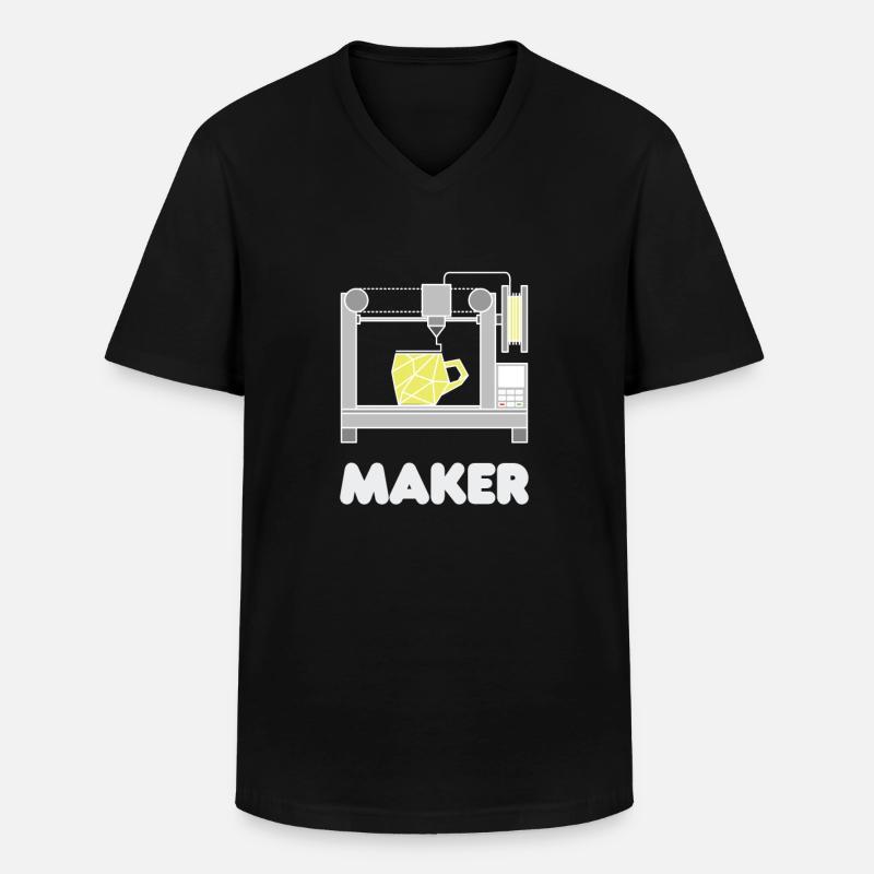 3D Druck - Männer-T-Shirt mit V-Ausschnitt - Schwarz