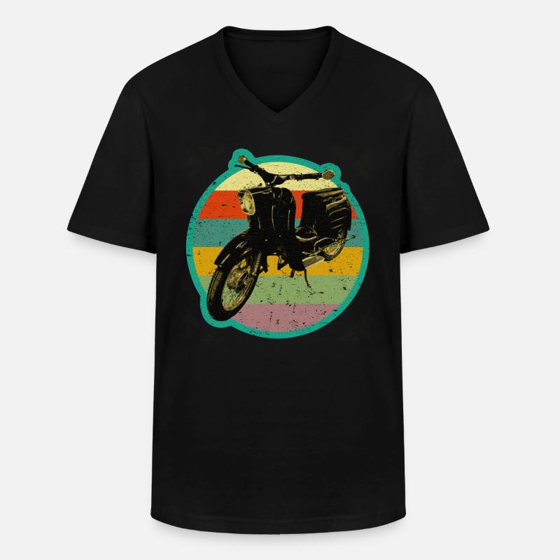 Moped Schwalbe retro Simmi - Männer-T-Shirt mit V-Ausschnitt - Schwarz