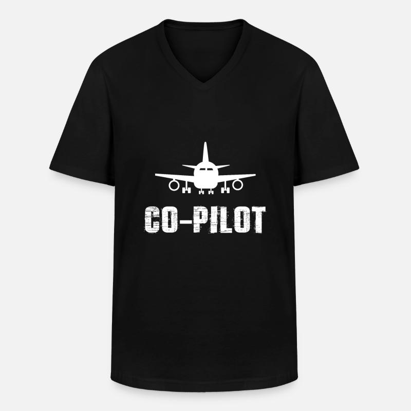 Co-Pilot - Männer-T-Shirt mit V-Ausschnitt - Schwarz