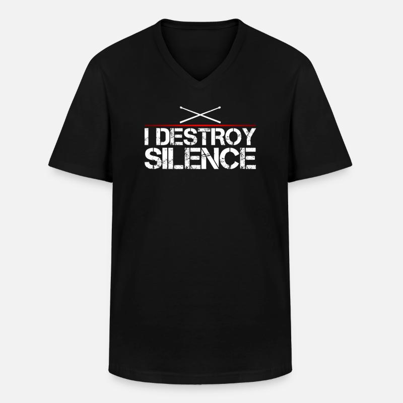 Schlagzeug - Männer-T-Shirt mit V-Ausschnitt - Schwarz