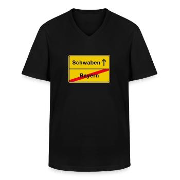 Schwaben Württemberg Ortsschild anti Bayern - Männer-T-Shirt mit V-Ausschnitt - Schwarz - Vorne - AI Model Male 178 dark (178cm)