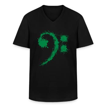 Bassleutel groen - grappige muziekliefhebbers cadeau - Klassiek mannen T-shirt met V-hals - zwart - Voor - AI Model Male 178 dark (178cm)