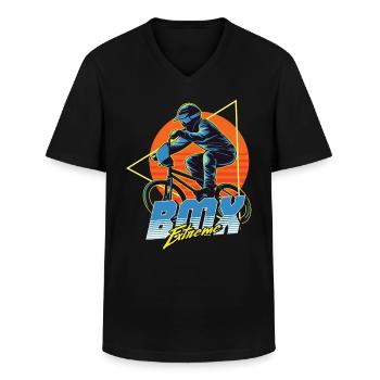 BMX Extreme Bike - T-shirt col V Homme - noir - Devant - AI Model Male 178 dark (178cm)