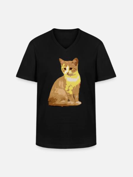 Chat Chat - T-shirt col V Homme - noir