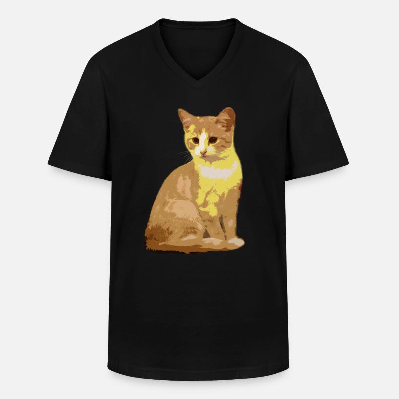 Katzen Katze - Männer-T-Shirt mit V-Ausschnitt - Schwarz