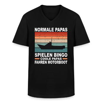 Cooler Papa Boot Geschenk Motorboot Fahren Vater - Männer-T-Shirt mit V-Ausschnitt - Schwarz - Vorne - AI Model Male 178 dark (178cm)