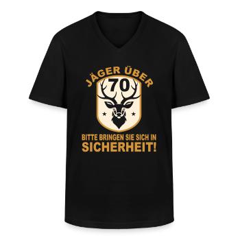 Jagen Jäger Geschenk Meisterjäger 70 Geburtstag - Männer-T-Shirt mit V-Ausschnitt - Schwarz - Vorne - AI Model Male 178 dark (178cm)