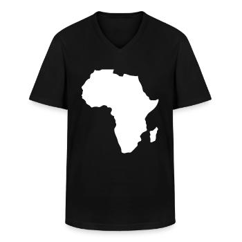 Afrique continent carte blanc - T-shirt col V Homme - noir - Devant - AI Model Male 178 dark (178cm)