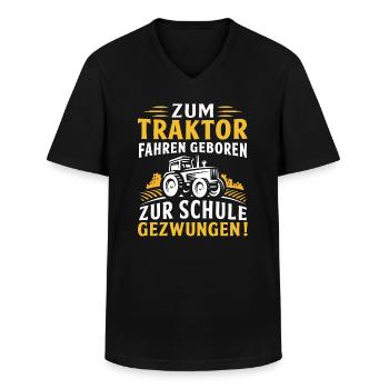 Zum Traktor fahren geboren Zur Schule gezwungen - Männer-T-Shirt mit V-Ausschnitt - Schwarz - Vorne - AI Model Male 178 dark (178cm)