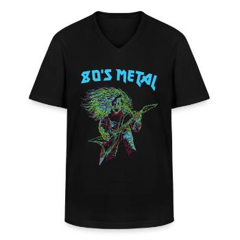 80s Metal - Men's V-Neck T-Shirt - black - Front - AI Model Male 178 dark (178cm)