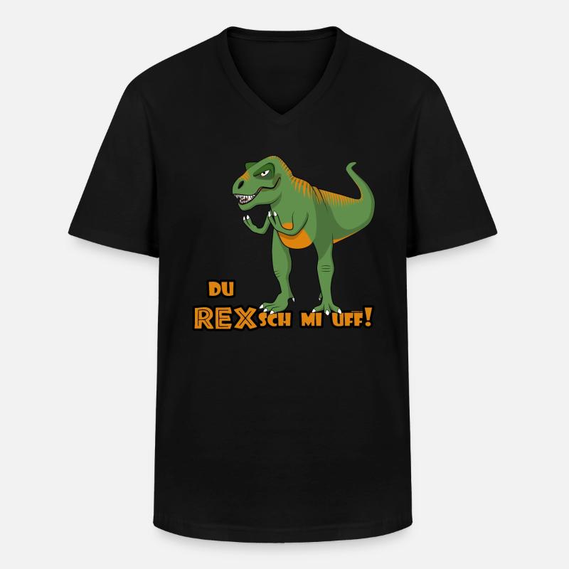 T-Rex "Regsch mi uf" Schweizerdeutsch - Männer-T-Shirt mit V-Ausschnitt - Schwarz