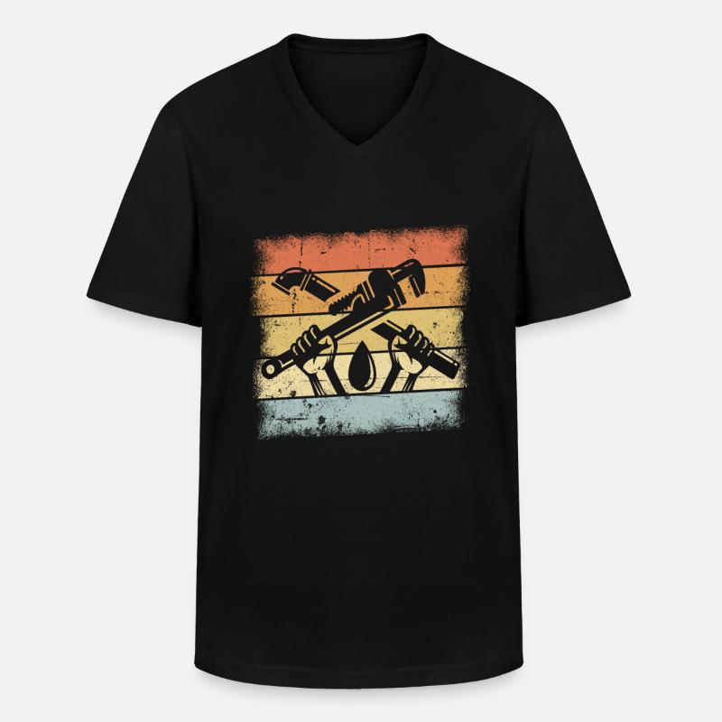 Klempner - Männer-T-Shirt mit V-Ausschnitt - Schwarz