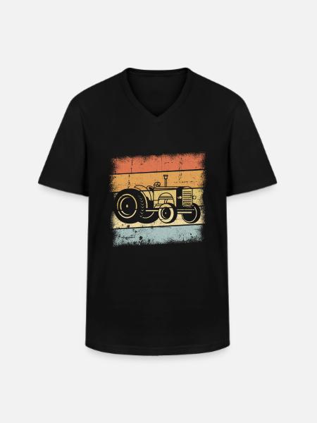 Traktor - Männer-T-Shirt mit V-Ausschnitt - Schwarz