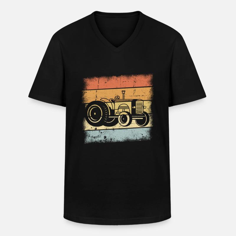 Traktor - Männer-T-Shirt mit V-Ausschnitt - Schwarz