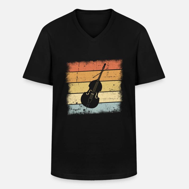 Kontrabass Retro - Männer-T-Shirt mit V-Ausschnitt - Schwarz