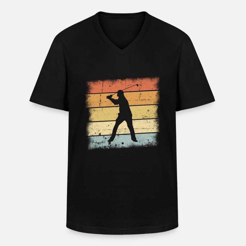 Golf Sunset - Männer-T-Shirt mit V-Ausschnitt - Schwarz