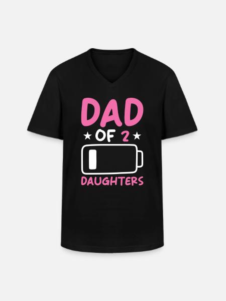 Dad of 2 Daughters - Men's V-Neck T-Shirt - black