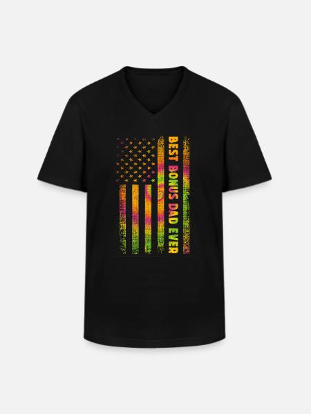 Best Bonus Dad ever - Men's V-Neck T-Shirt - black