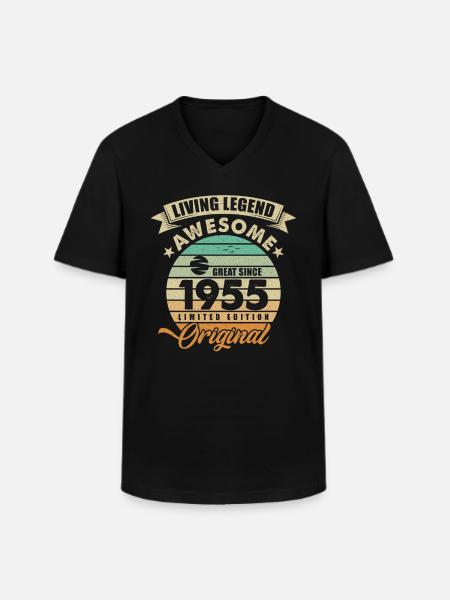 1955 Birthday - Men's V-Neck T-Shirt - black