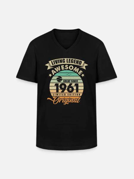 1961 Birthday Retro Orginal - Men's V-Neck T-Shirt - black