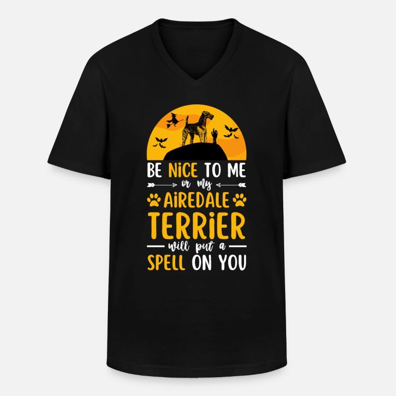 Airedale Terrier Halloween Kostüm Hund - Männer-T-Shirt mit V-Ausschnitt - Schwarz