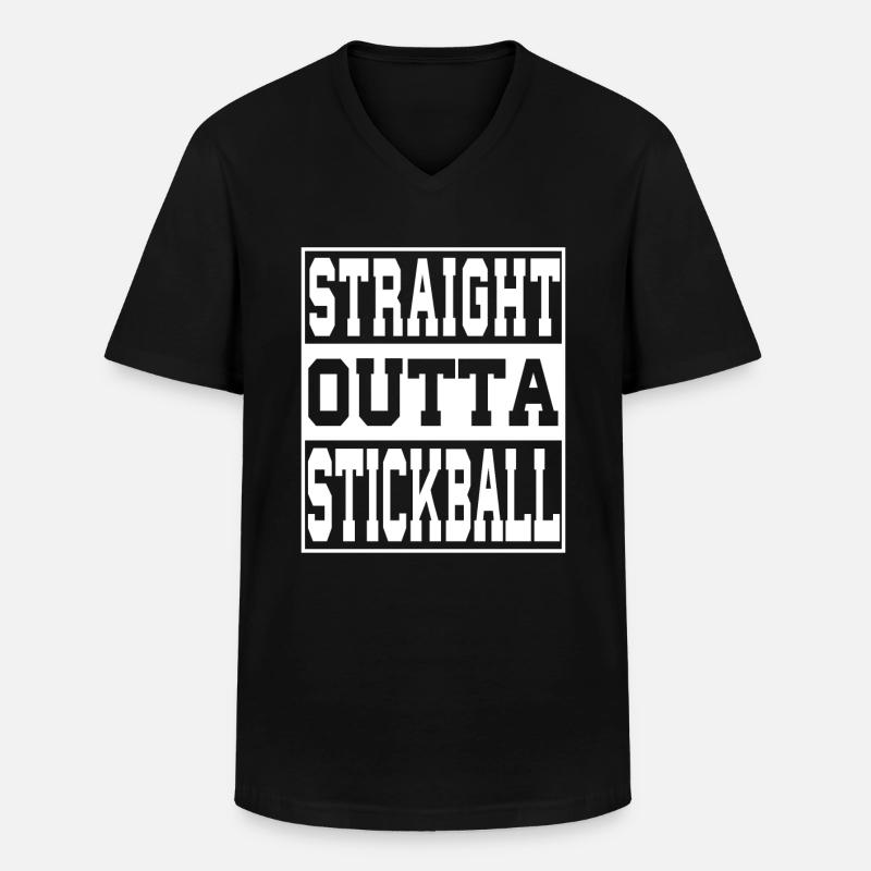 Stickball Spruch lustig - Männer-T-Shirt mit V-Ausschnitt - Schwarz