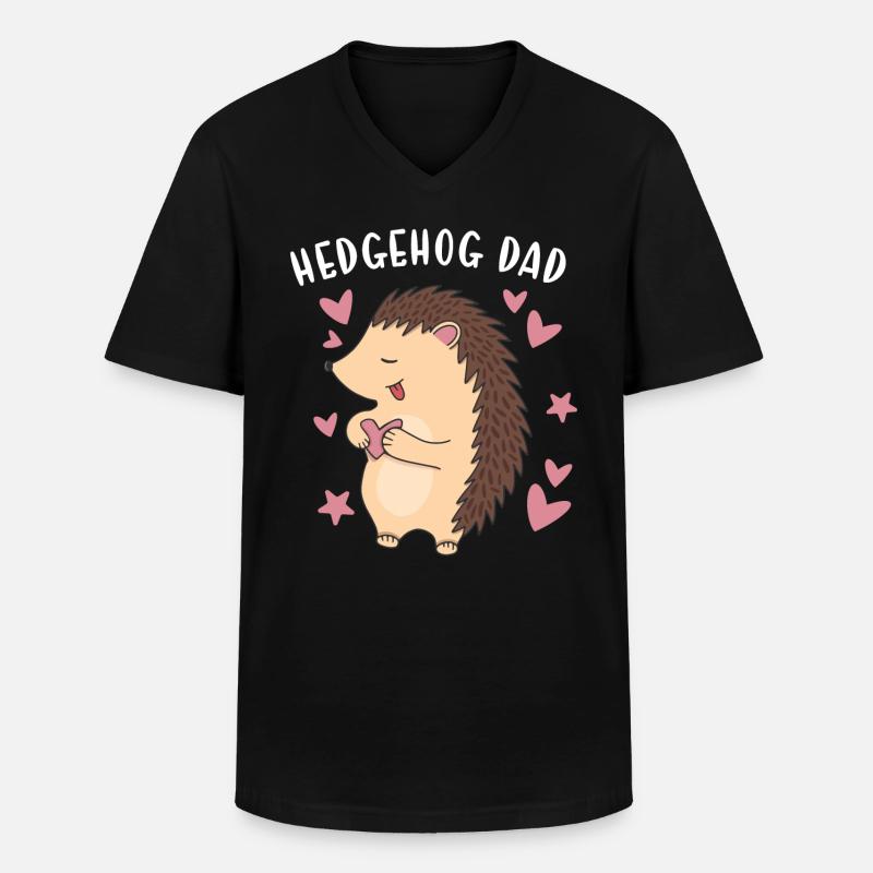 Hedgie Hedgehog Dad Hedgehog - Männer-T-Shirt mit V-Ausschnitt - Schwarz