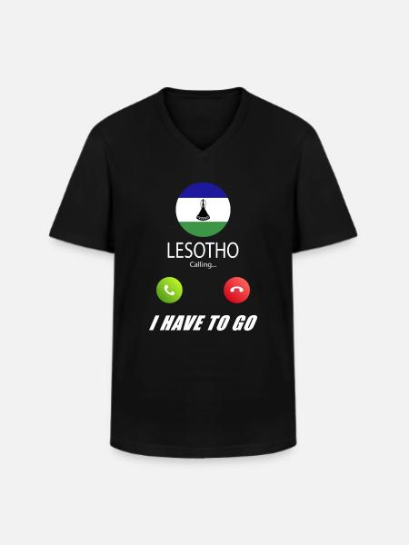 Lesotho calls lusiger flags saying - Men's V-Neck T-Shirt - black