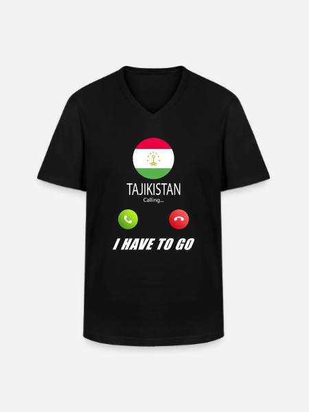 Tajikistan calls lusiger flags saying - Men's V-Neck T-Shirt - black