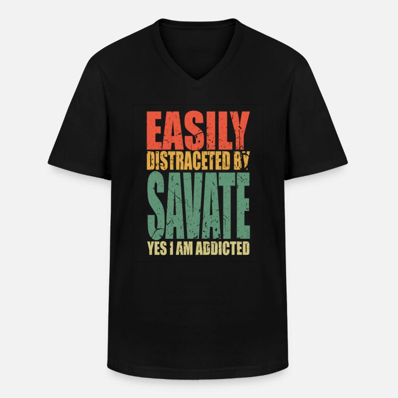 Savate Spruch lustig - Männer-T-Shirt mit V-Ausschnitt - Schwarz