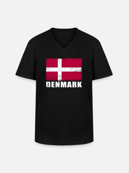 Denmark Flag Grunge Denmark Flag - Men's V-Neck T-Shirt - black