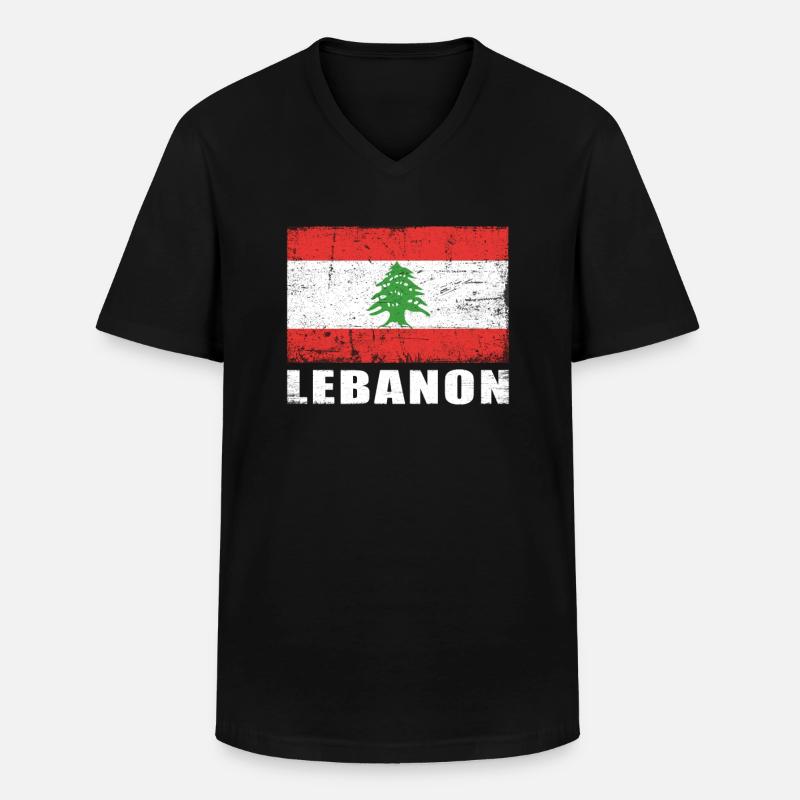 Liban Drapeau Grunge Liban Drapeau - T-shirt col V Homme - noir
