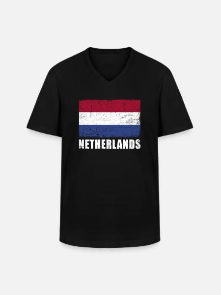 Pays-Bas Drapeau Grunge Pays-Bas Drapeau - T-shirt col V Homme - noir