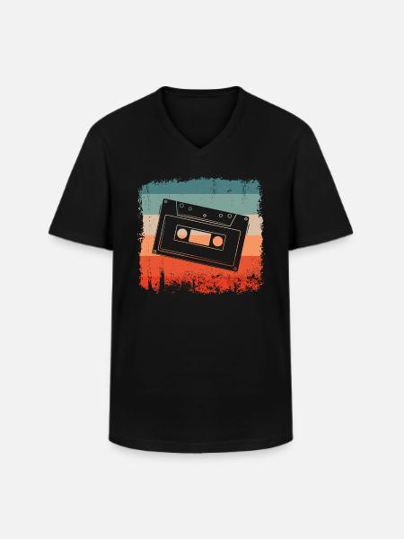 Audio Cassette Retro Tape - Men's V-Neck T-Shirt - black