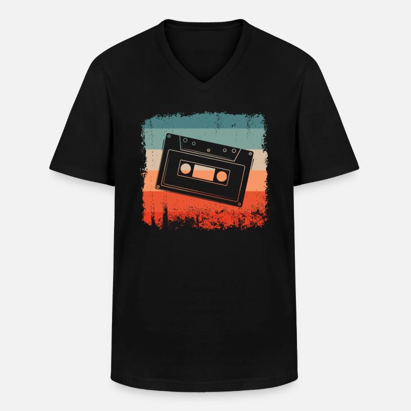 Audiokassette Retro Tape - Männer-T-Shirt mit V-Ausschnitt - Schwarz