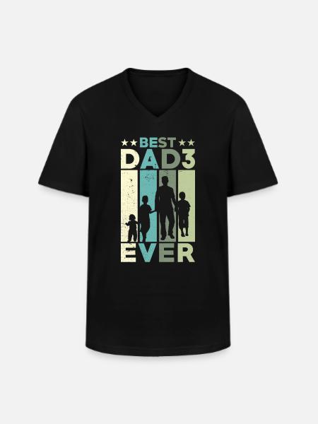 Bedste far nogensinde Retro Tre børn bedst - Klassisk herre T-shirt med V-udskæring - sort