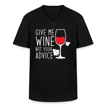 Donnez-moi du vin, pas vos conseils, du vin drôle - T-shirt col V Homme - noir - Devant - AI Model Male 178 dark (178cm)