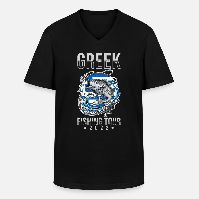 Excursion de pêche grecque 2022 - T-shirt col V Homme - noir
