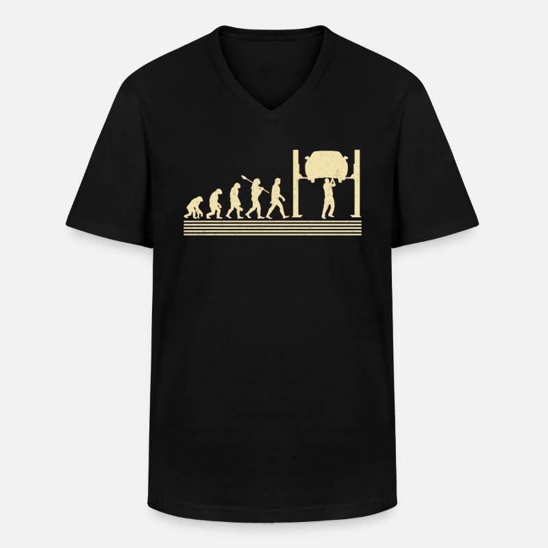 Automechanische Evolution - Männer-T-Shirt mit V-Ausschnitt - Schwarz