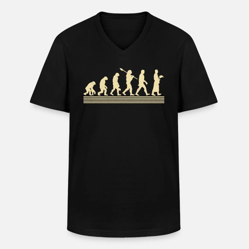 Kellner-evolution - Männer-T-Shirt mit V-Ausschnitt - Schwarz