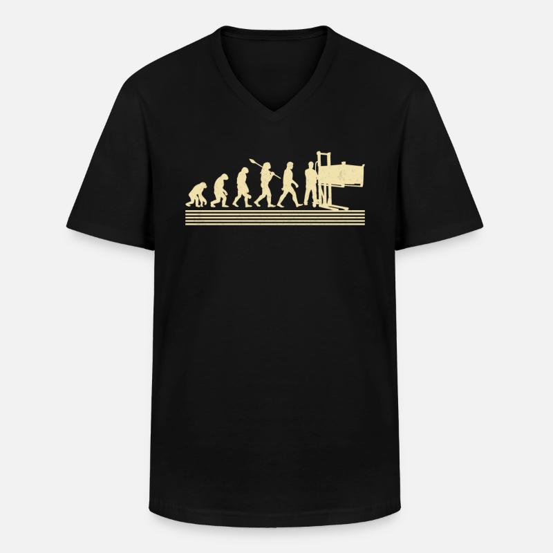 Evolution Der Fabrikarbeiter - Männer-T-Shirt mit V-Ausschnitt - Schwarz
