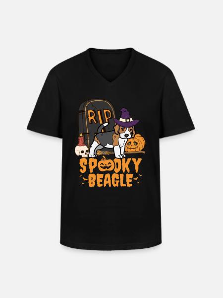 Süßer Beagle Halloween Hund - Männer-T-Shirt mit V-Ausschnitt - Schwarz