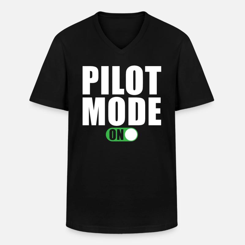 Pilot Modus Ein - Männer-T-Shirt mit V-Ausschnitt - Schwarz