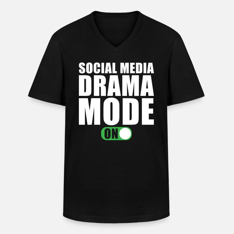 Social Media Modus Ein - Männer-T-Shirt mit V-Ausschnitt - Schwarz