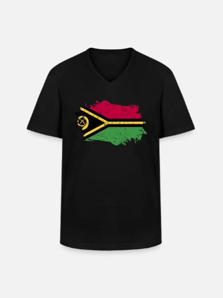 Vanuatu Drapeau Grunge Vanuatu Drapeau - T-shirt col V Homme - noir